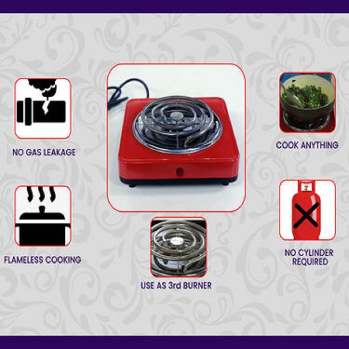 Electric Cooking Stove (Red)